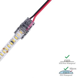 LED strip connector LRA0074, strip to power, with wire, 2 pins, 8 mm