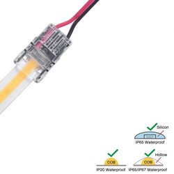 LED strip connector LRA0077, strip to power, with wire, 2 pins, 10 mm