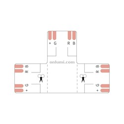 LED strip PCB LRA0247, "T", 4 pins, 10 mm