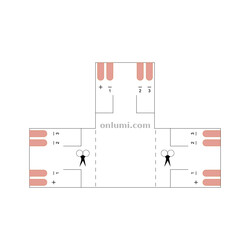 LED strip PCB LRA0248, "T", 4 pins, 10 mm